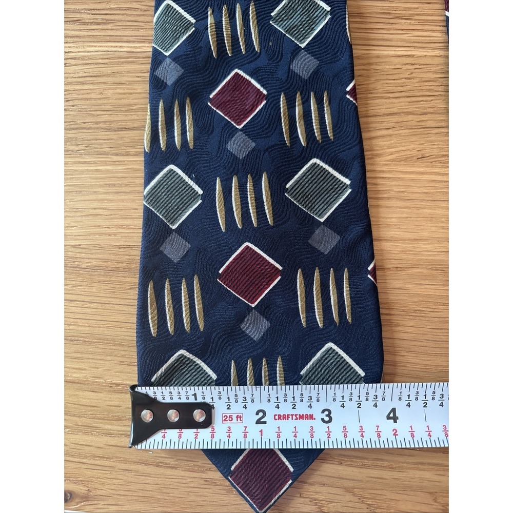 Givenchy Monsieur Vintage Necktie Mens Geometric Pattern Silk Blue - Picture 3 of 3